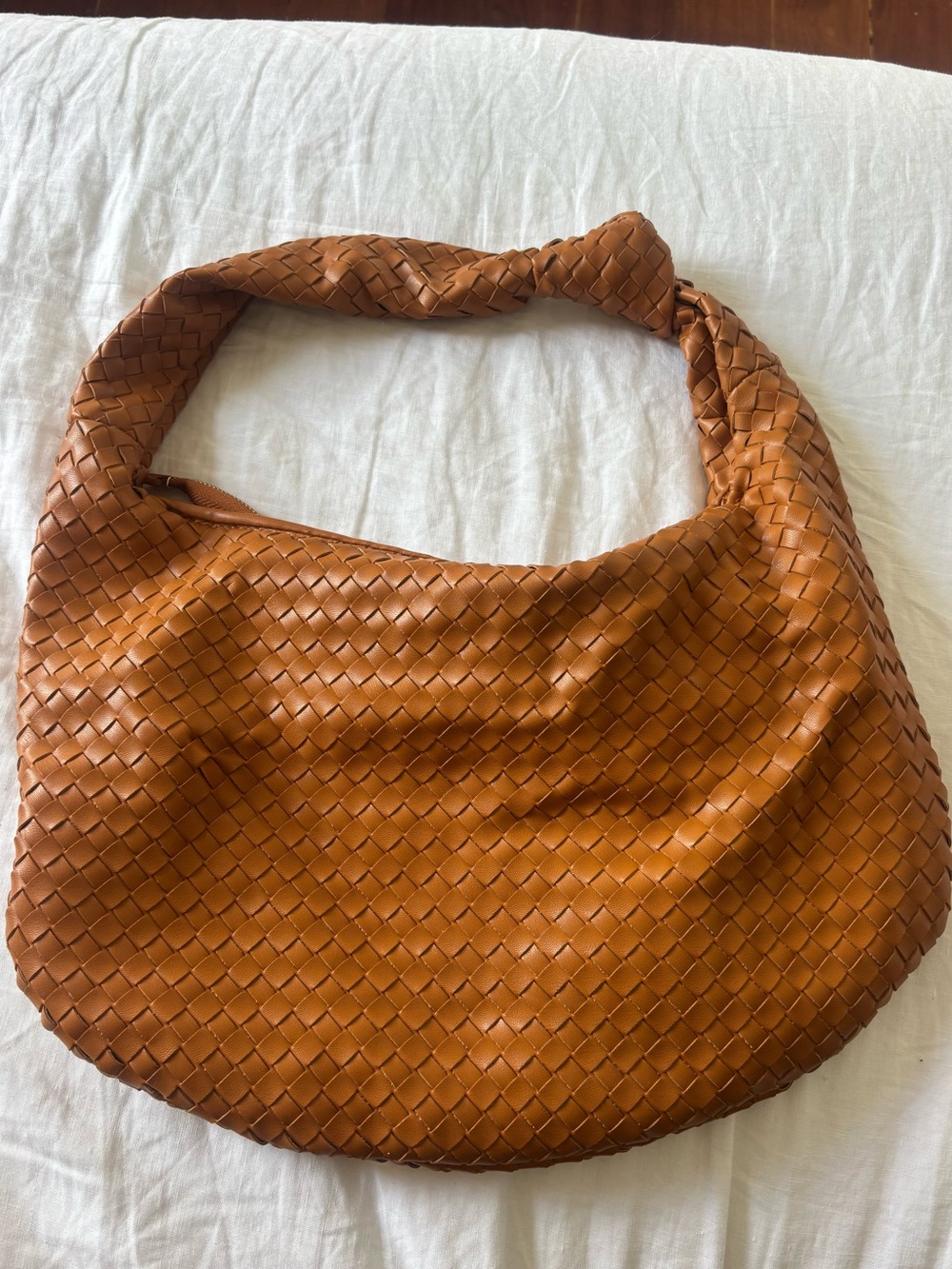 Anthropology woven bag / Melie Bianco shoulder bag chestnut brown